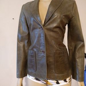 GAP XS dry green leather jacket